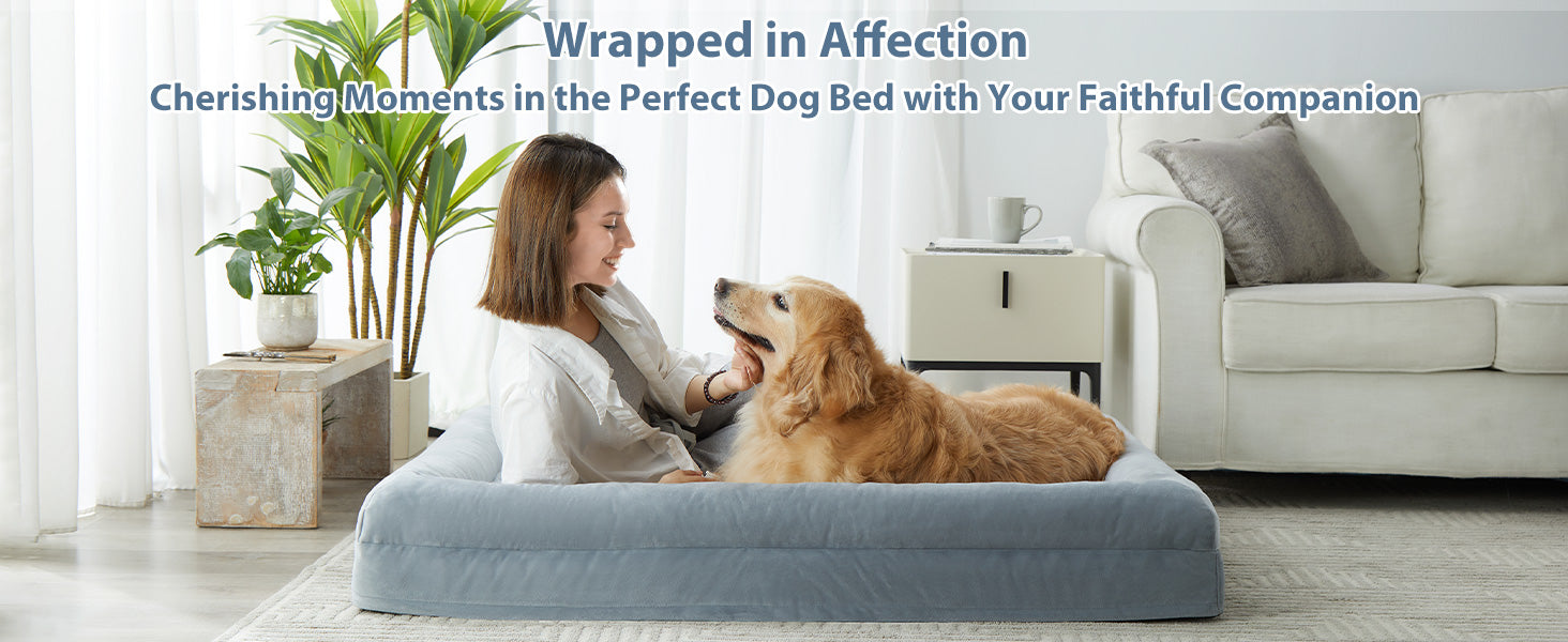 WNPETHOME XXL Extra Large Orthopedic for Senior Dog BedComfy Sleeping | Washable Waterproof Dog Couch with Removable Cover, Large Pet Sofa Bed with Bolster Sides for Relaxing Grey 45x35 Inch